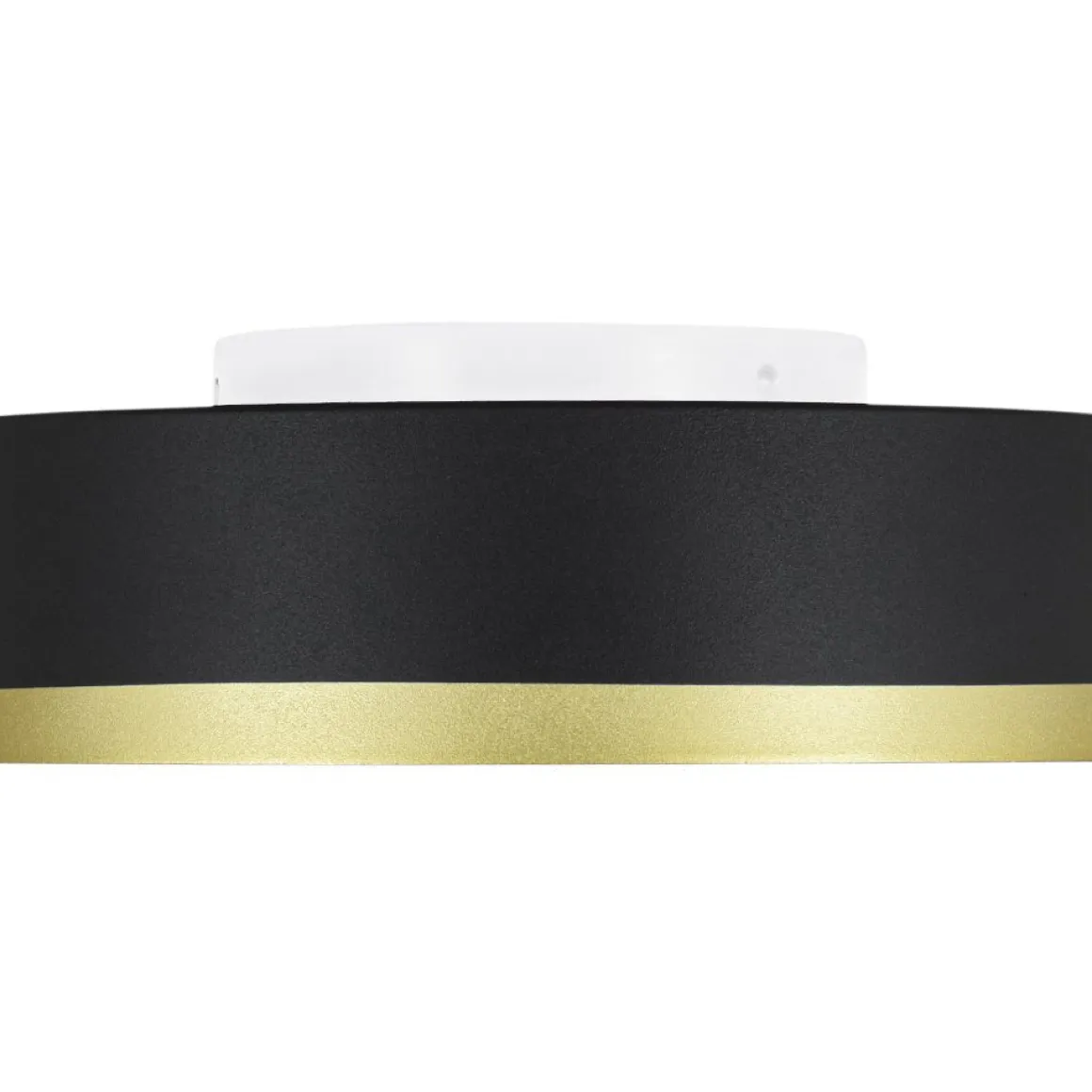 Dimmable LED Black Gold Iron Milky Glass Drum Flush Mount