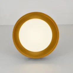 Dimmable LED Black Gold Iron Milky Glass Drum Flush Mount