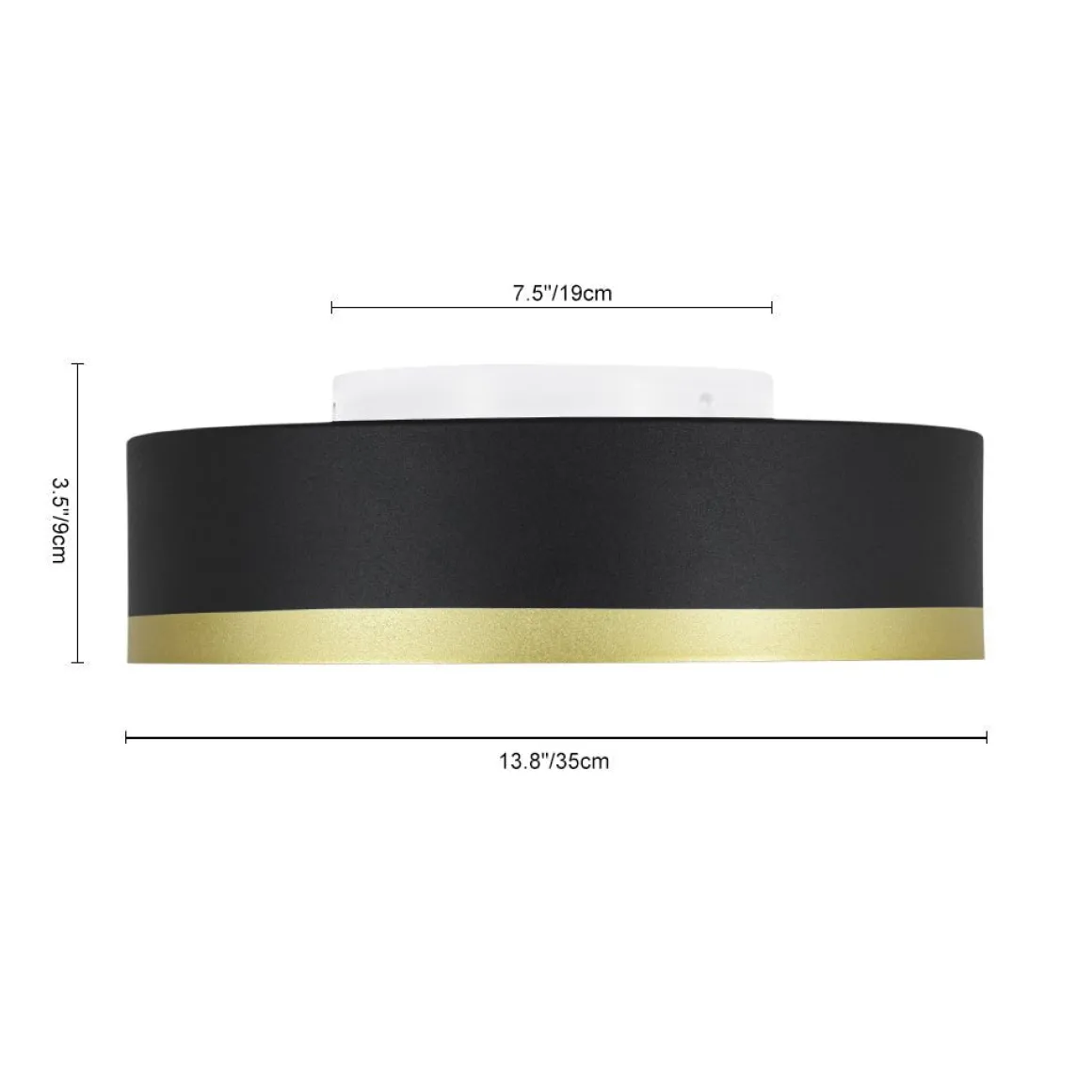 Dimmable LED Black Gold Iron Milky Glass Drum Flush Mount