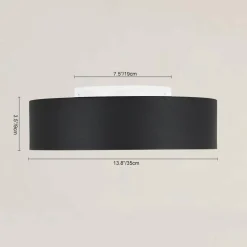 Dimmable LED Black Iron Milky Glass Round Drum Ceiling Light