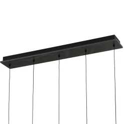Dimmable LED Frosted Ribbed Glass Globe 5-Light Linear Island Pendant