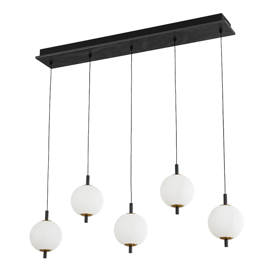 Dimmable LED Frosted Ribbed Glass Globe 5-Light Linear Island Pendant