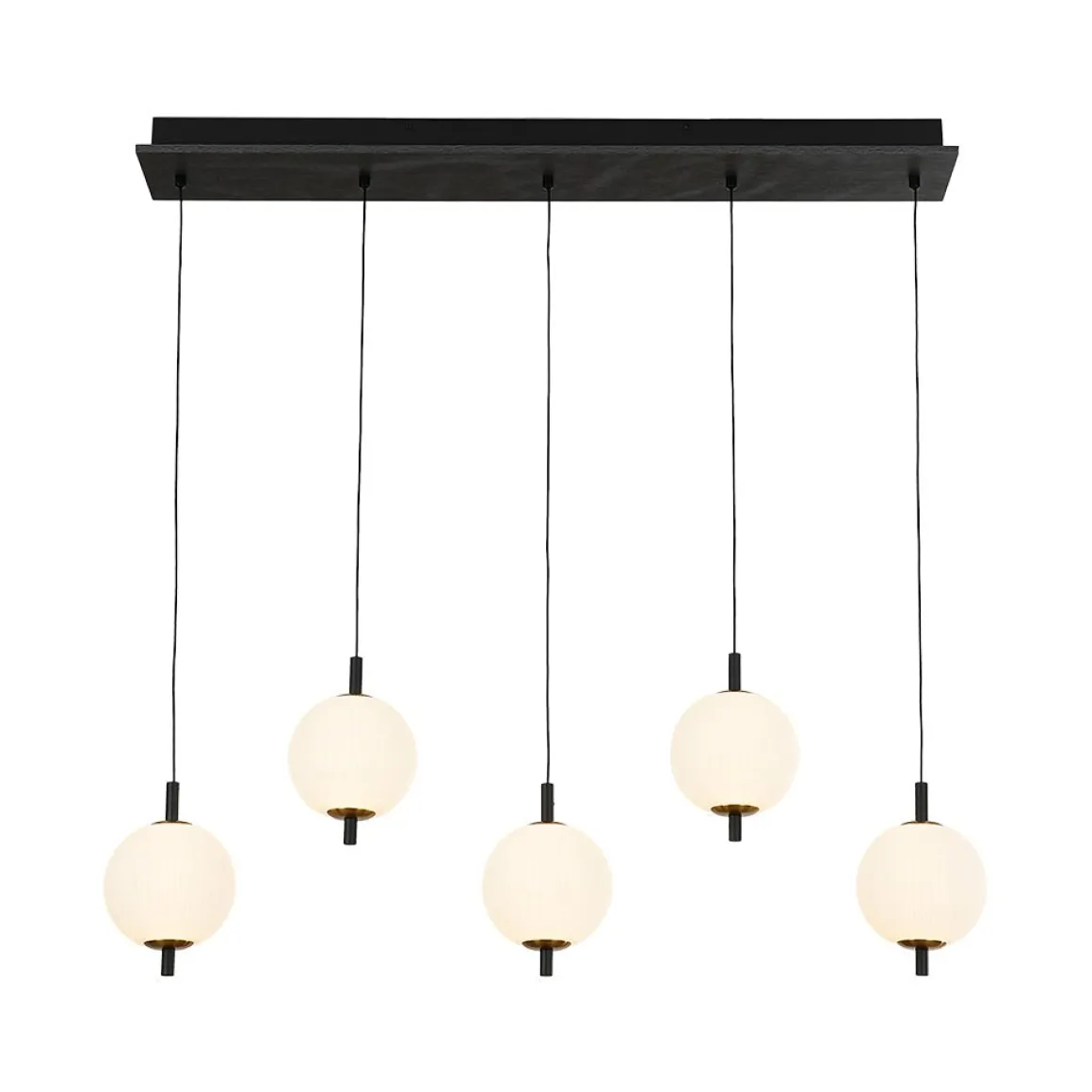 Dimmable LED Frosted Ribbed Glass Globe 5-Light Linear Island Pendant