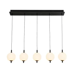 Dimmable LED Frosted Ribbed Glass Globe 5-Light Linear Island Pendant