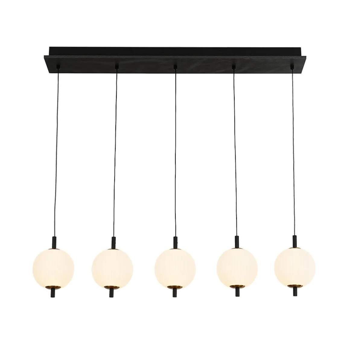 Dimmable LED Frosted Ribbed Glass Globe 5-Light Linear Island Pendant