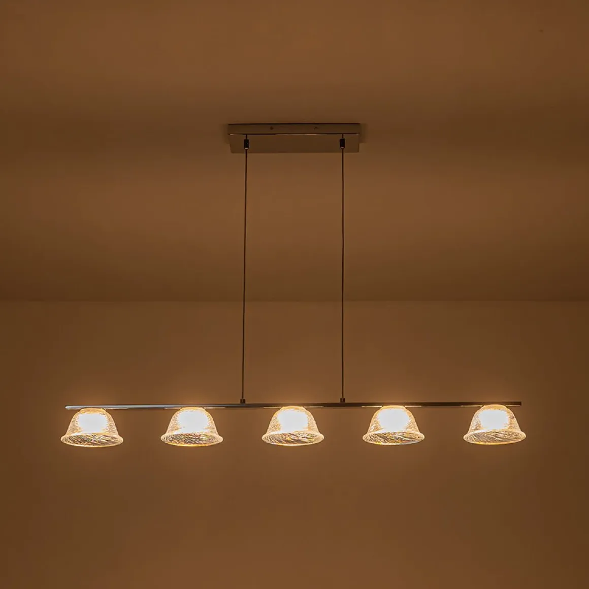 Dimmable LED Iridescent Glass Bell Island Chandelier