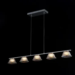 Dimmable LED Iridescent Glass Bell Island Chandelier