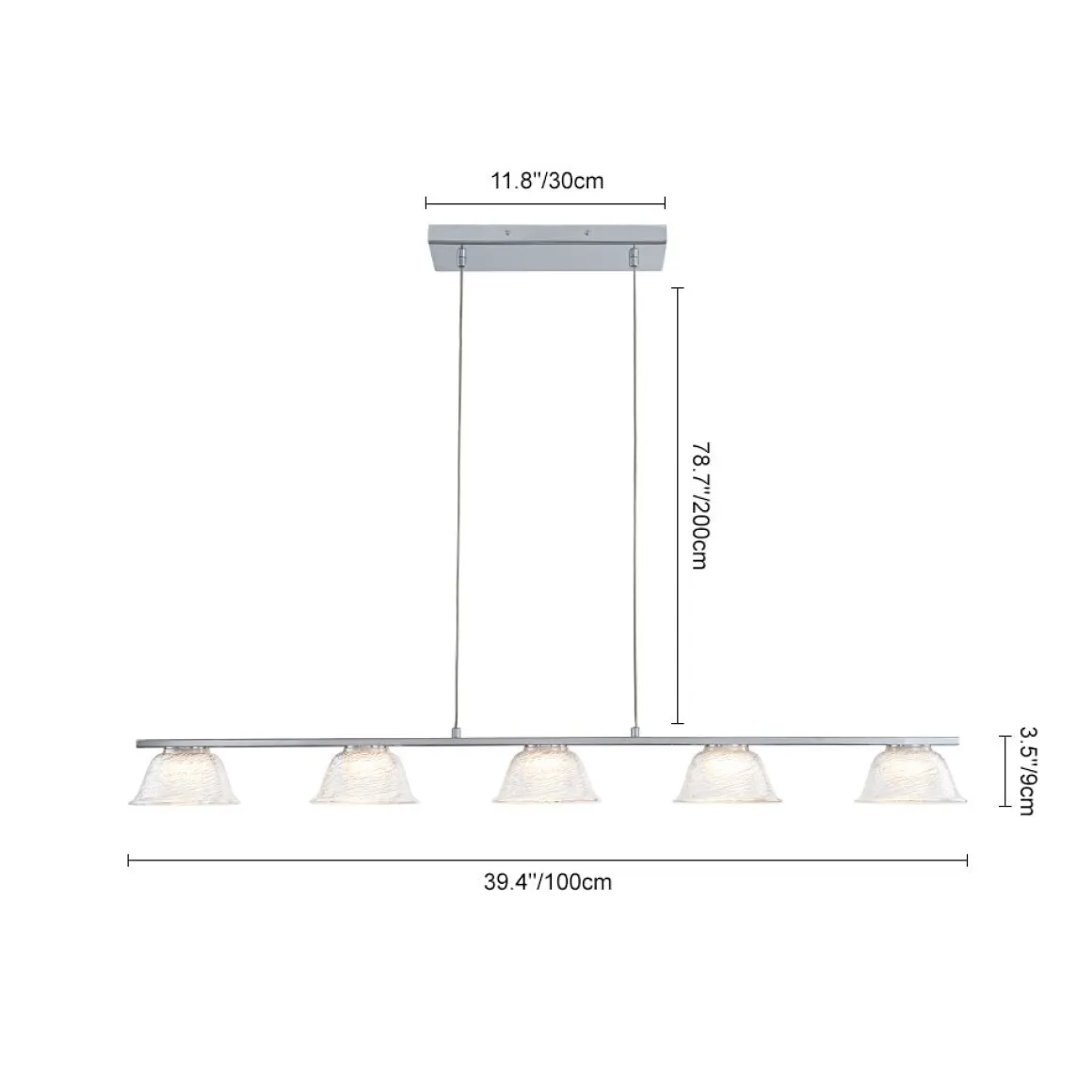Dimmable LED Iridescent Glass Bell Island Chandelier