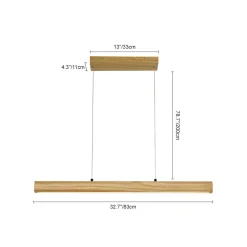 Dimmable LED Pine Wooden Wide Linear Island Pendant