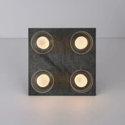 Dimmable LED Ribbed Glass 4-Light Square Semi Flush Mount