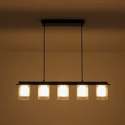 Dimmable LED Ribbed Glass Shade Kitchen Island Chandelier