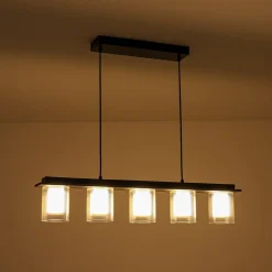 Dimmable LED Ribbed Glass Shade Kitchen Island Chandelier
