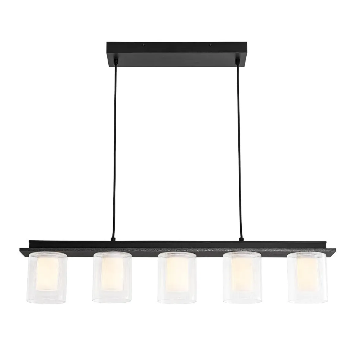 Dimmable LED Ribbed Glass Shade Kitchen Island Chandelier