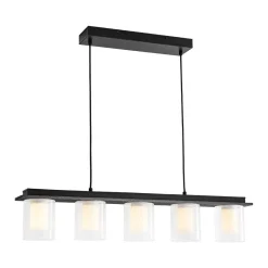 Dimmable LED Ribbed Glass Shade Kitchen Island Chandelier