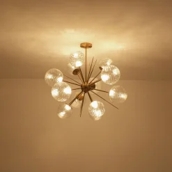 Dimmable LED Ripple Glass Bubble Sputnik Sunburst Chandelier