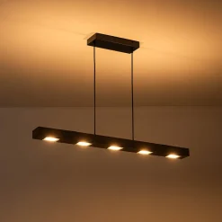 Dimmable LED Rustic Linear Oak Wood Kitchen Island Pendant