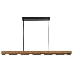 Dimmable LED Rustic Linear Oak Wood Kitchen Island Pendant