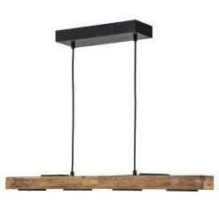 Dimmable LED Rustic Linear Oak Wood Kitchen Island Pendant