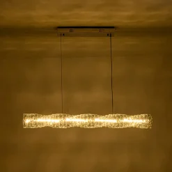 Dimmable LED Twisted Crystal Linear Island Chandelier