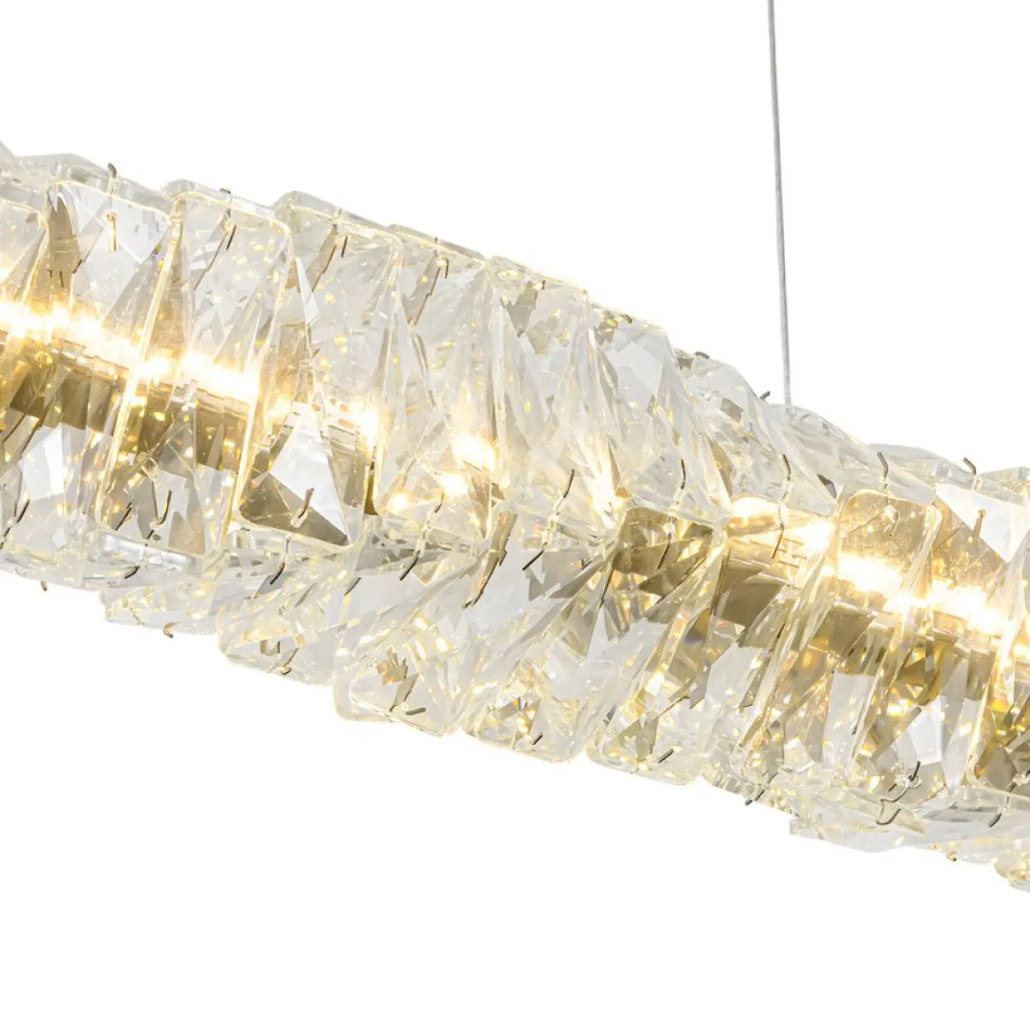 Dimmable LED Twisted Crystal Linear Island Chandelier