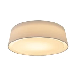 Dimmable LED White Fabric Milky Glass Drum Ceiling Light