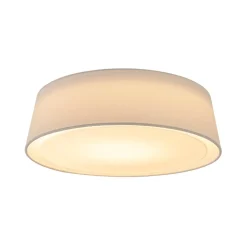 Dimmable LED White Fabric Milky Glass Drum Ceiling Light
