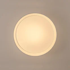 Dimmable LED White Fabric Milky Glass Drum Ceiling Light
