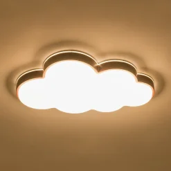 Dimmable LED Wood Accented Cloud Kids Ceiling Light