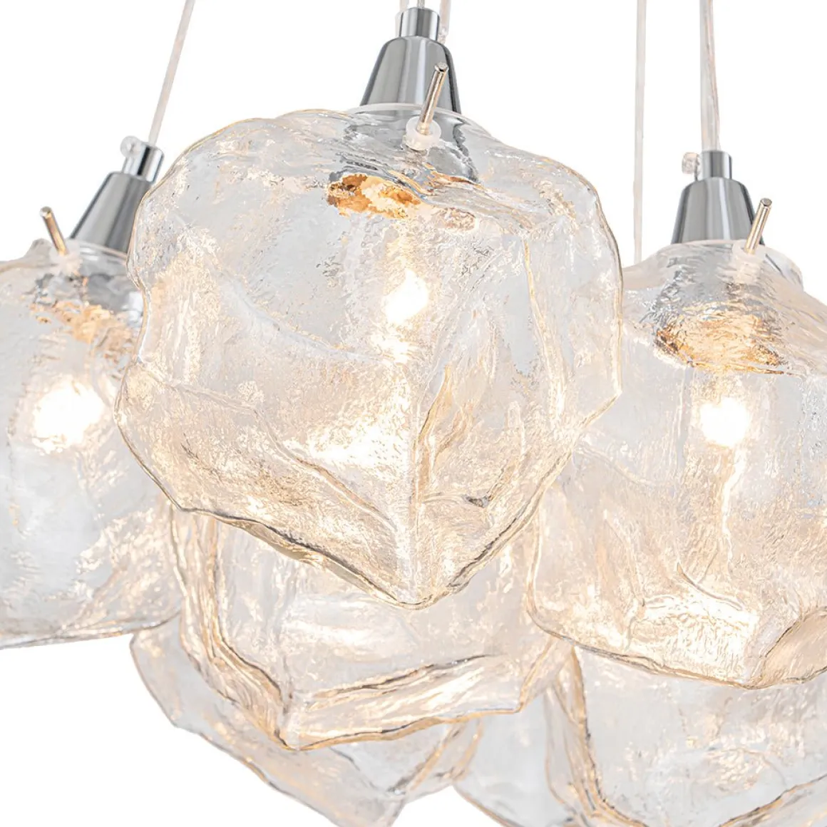 Dimmable 13-Light Frozen Glass Ice Style Cluster Chandelier