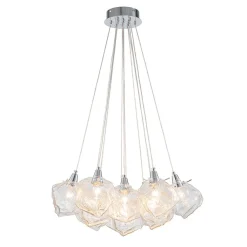 Dimmable 13-Light Frozen Glass Ice Style Cluster Chandelier