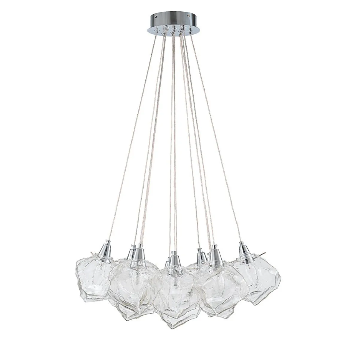 Dimmable 13-Light Frozen Glass Ice Style Cluster Chandelier