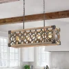 Farmhouse Antique Wooden Rectangle Box Linear Chandelier