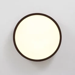 Farmhouse Dimmable LED Walnut Wood Round Flush Mount