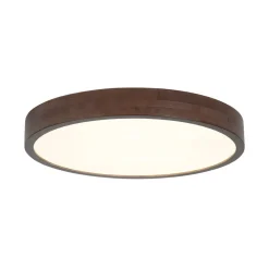 Farmhouse Dimmable LED Walnut Wood Round Flush Mount