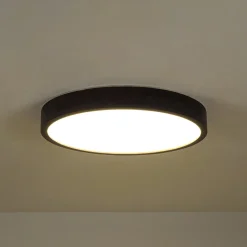 Farmhouse Dimmable LED Walnut Wood Round Flush Mount