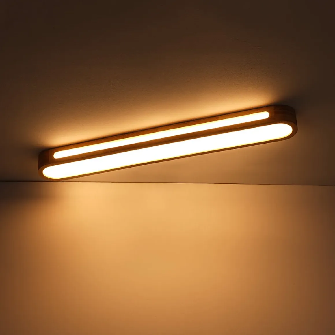 Farmhouse Dimmable LED Wood Oval Flush Mount Light