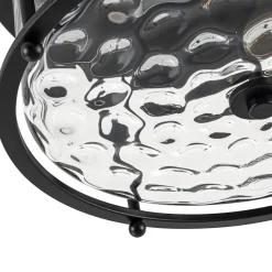 Farmhouse Hammered Glass Round Drum Flush Mount Light