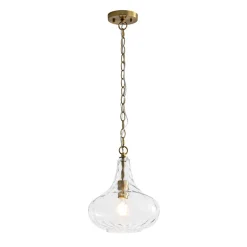 Farmhouse 1-Light Hammered Glass Bell Kitchen Pendant Light
