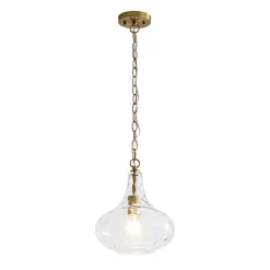 Farmhouse 1-Light Hammered Glass Bell Kitchen Pendant Light