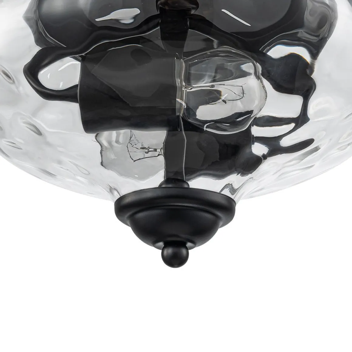 Farmhouse 2-light Round Hammered Glass Pendant Light