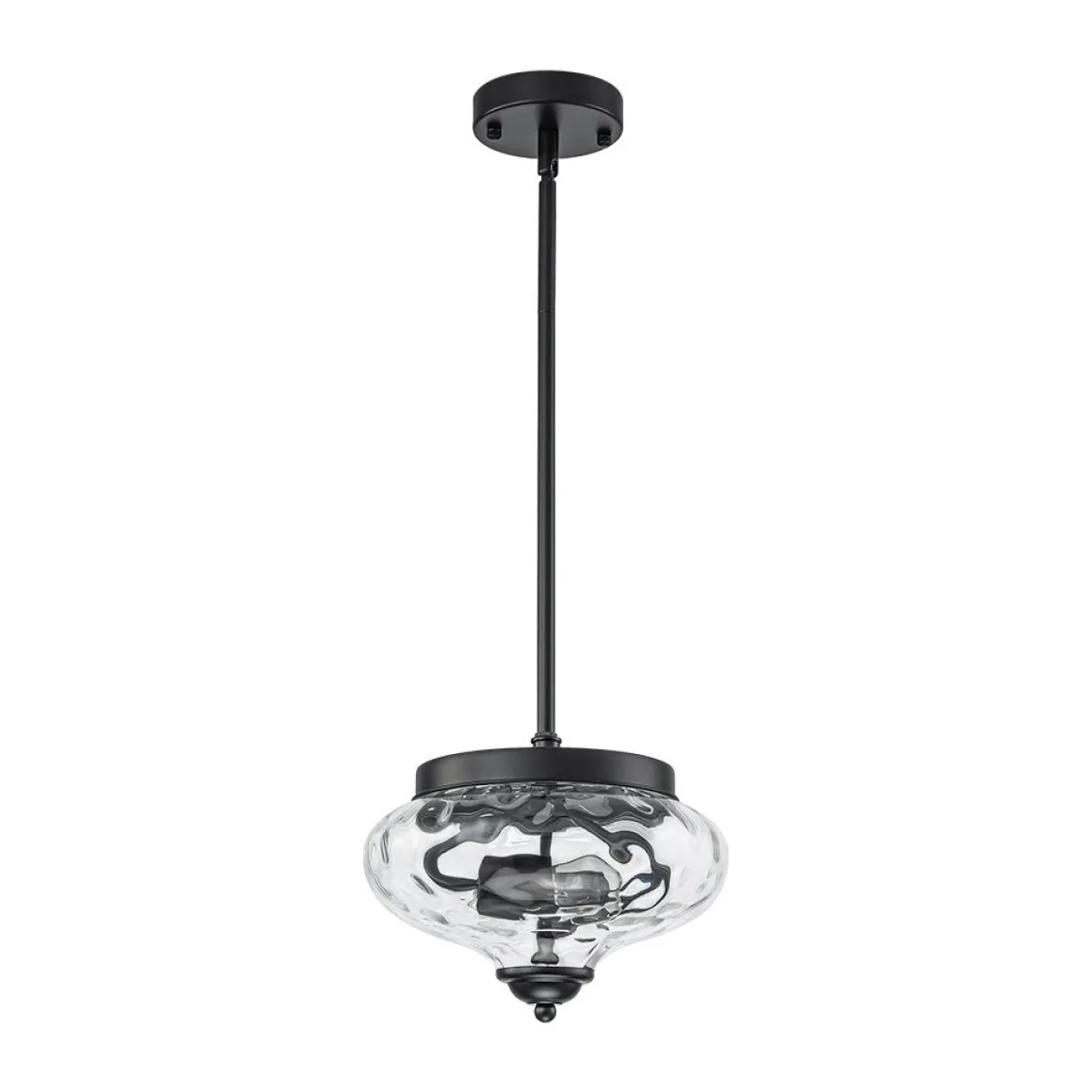 Farmhouse 2-light Round Hammered Glass Pendant Light