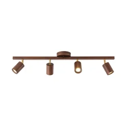 Farmhouse Walnut Wood 4-Light Linear Semi Flush Track Light