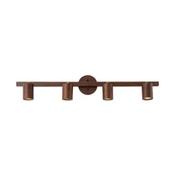 Farmhouse Walnut Wood 4-Light Linear Semi Flush Track Light