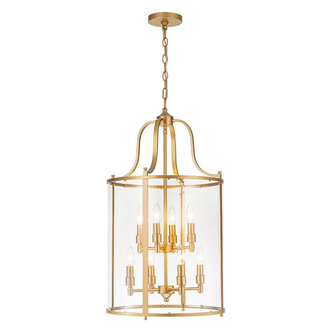 Farmhouse Wide Clear Glass Cylinder Cage Pendant