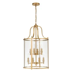 Farmhouse Wide Clear Glass Cylinder Cage Pendant