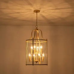 Farmhouse Wide Clear Glass Cylinder Cage Pendant