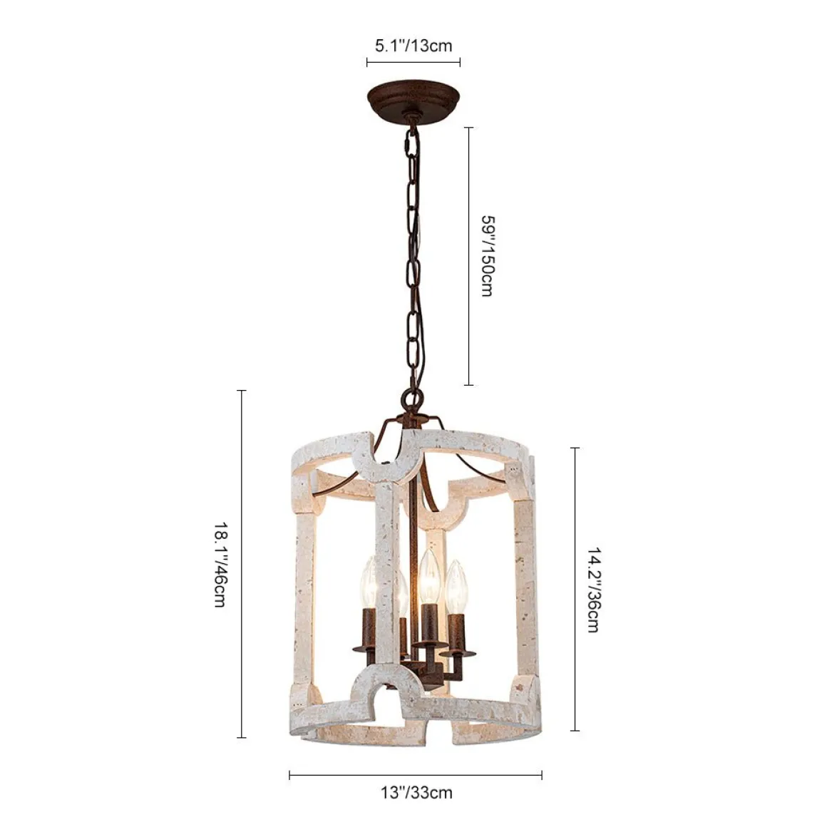 Farmhouse Wood Cylinder Pendant Light