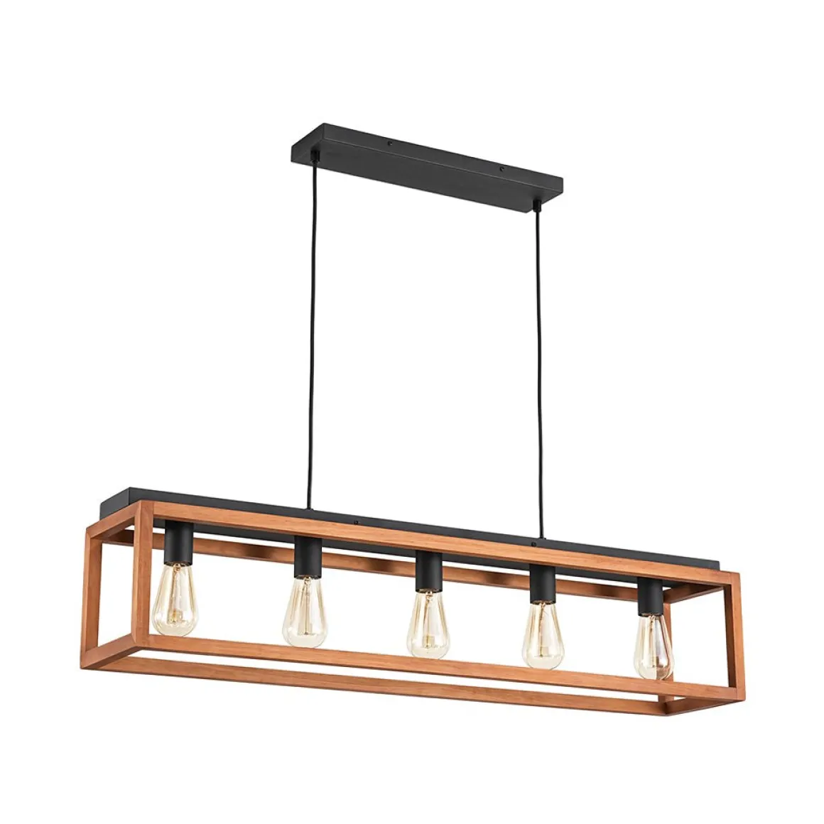 Farmhouse Wooden Rectangular Cage Island Chandelier
