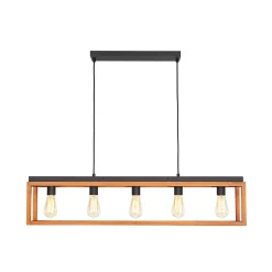 Farmhouse Wooden Rectangular Cage Island Chandelier