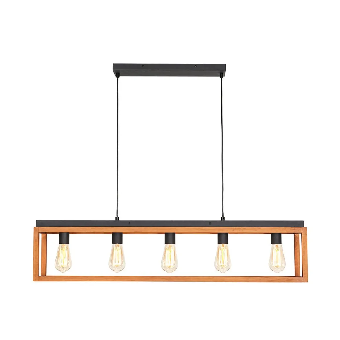 Farmhouse Wooden Rectangular Cage Island Chandelier